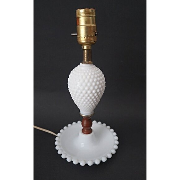 Vintage Milk Glass Hobnail Lamp White Mid Century Modern Boudoir Lamp - Picture 2 of 8